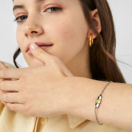 Стальной браслет Fragile Nature с золотистым ионным покрытием