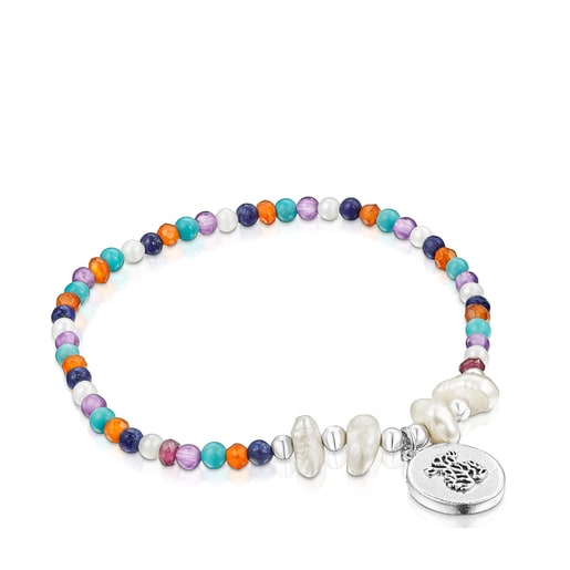 Silver Oceaan Color cameo Bracelet with pearls and gemstones | TOUS