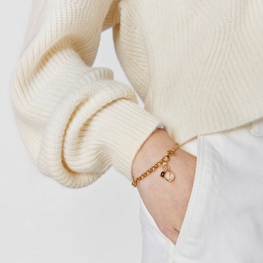 תליון דו-צדדי Alma Motif מוורמיל כסף בשילוב אבן ירח