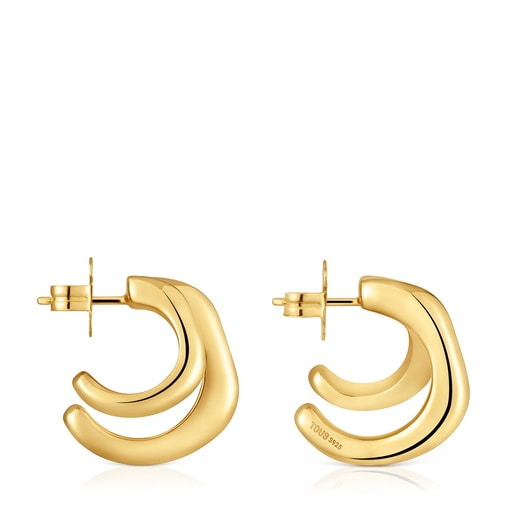 Double Hoop earrings with 18kt gold plating over silver Line