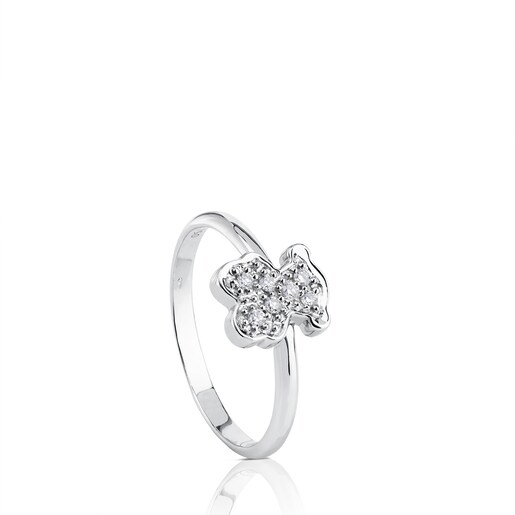 Gold TOUS Bear Ring with Diamond