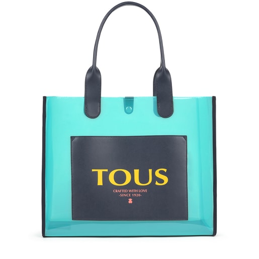 Large blue Amaya Vinyl transparent Shopping bag