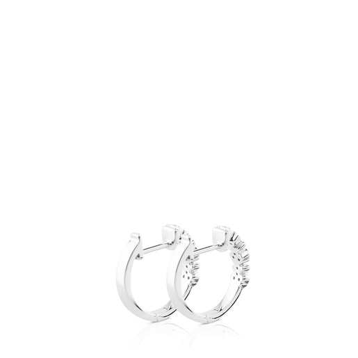 White Gold TOUS Bear Earrings with three Diamonds Bear motifs