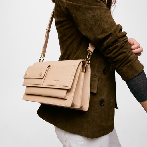 Sac à bandoulière sable moyen TOUS Audree Pockets