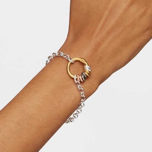 Confezione di anelli in argento, con placcatura in oro rosa e giallo 18 kt su fondi in argento e argento scuro