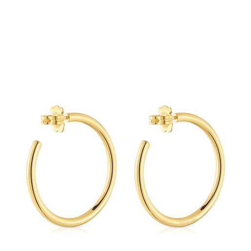 Long 38 mm Hoop earrings with 18kt gold plating over silver Basics