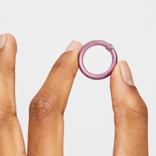 Mittelgroßer Ring Hold aus pinkfarbenem Silber