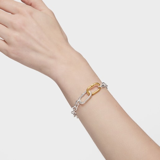 Pulsera cadena de plata y anilla Hold Oval