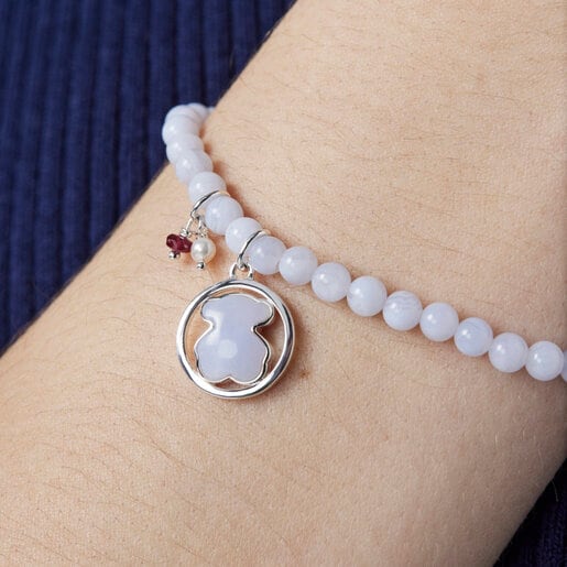 Silver Camille Bracelet with Chalcedony, Ruby and Pearl | TOUS