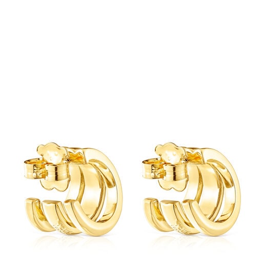 Pendientes triple aro con baño de oro 18 kt sobre plata TOUS fellow