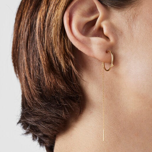 Gold TOUS Cool Joy star charm Earring with chain