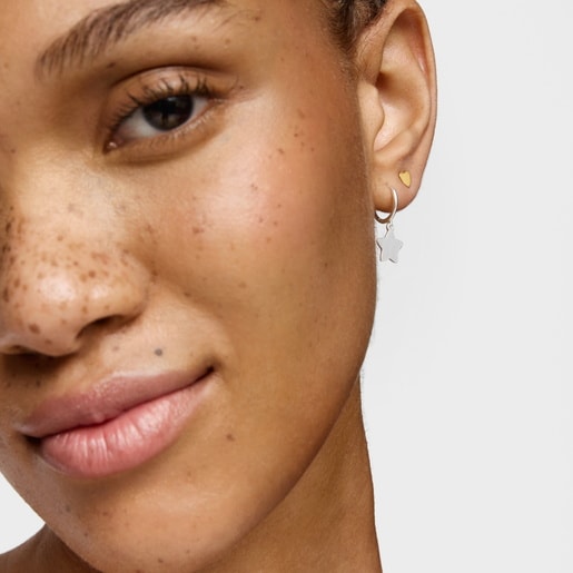 Silver Hoop earrings with star motif TOUS Motifs