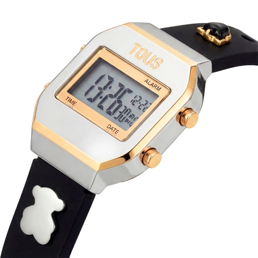 Digital Watch with black strap, steel and gemstones TOUS XPRESURSLF