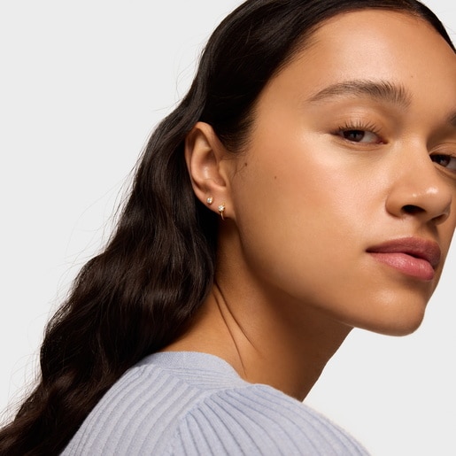 Gold Hoop earrings with laboratory-grown diamonds and flower motif TOUS Lili