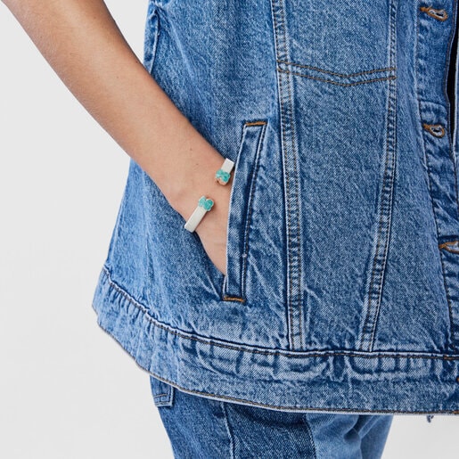 Bracelet Mesh Color en Argent et Amazonite