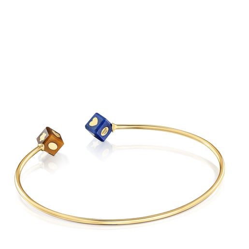 Pulsera esclava de oro de 14 kt y gemas Cube