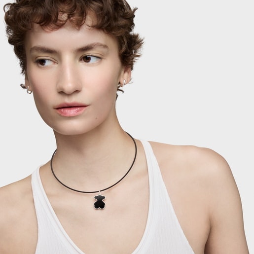 Dije de plata y metacrilato negro Galaxy