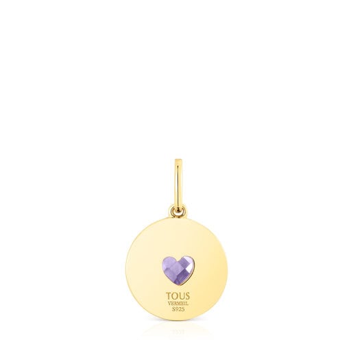 TOUS Silver vermeil Medallion pendant with amethyst heart Aelita | Plaza  Las Americas