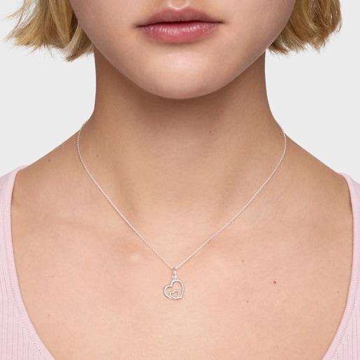 عِقد مُزيّن بحلية على شكل قلب مزدوج مقاس 12 مم من التشكيلة TOUS Flechazo