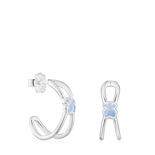 Aretes aro de plata y espinela azul creada en laboratorio Icon Color LGG