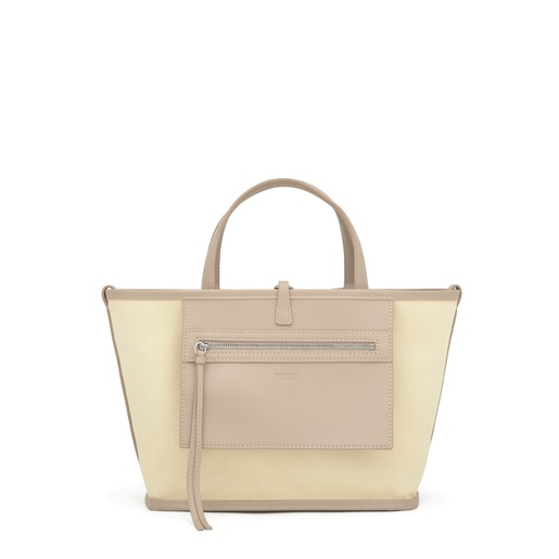 Medium sand-colored reversible Tote bag TOUS Double Way Manifesto