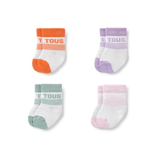 Pack of 4 pairs of baby socks in SSocks pink