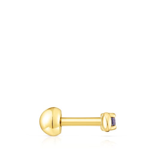 Gold-colored IP steel and iolite New Motif Moon piercing