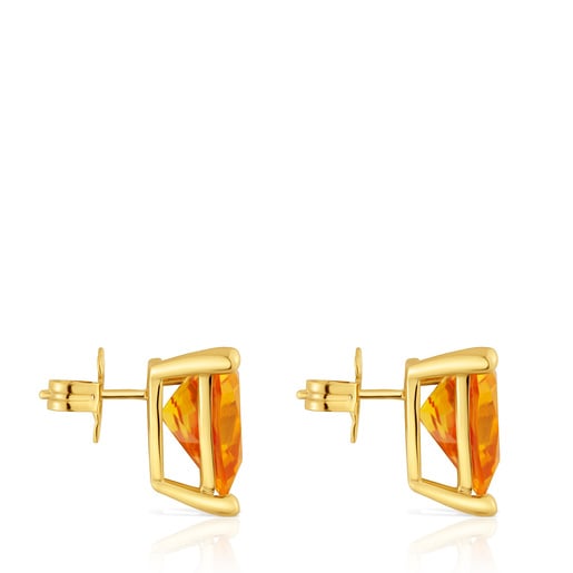 Boucles d’oreilles en argent plaqué or 18 ct et citrine créée en laboratoire TOUS Color Lab