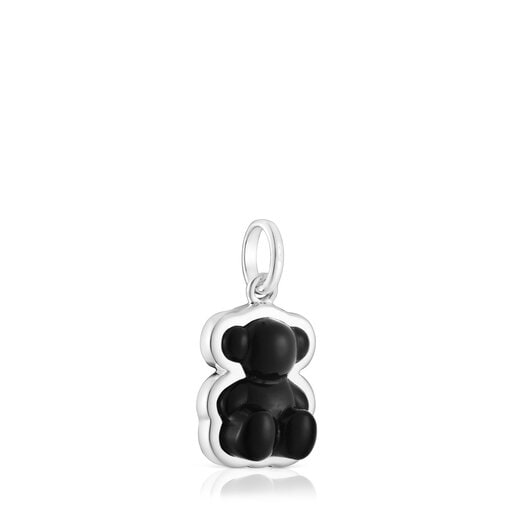 Silver Bold Bear pendant with onyx