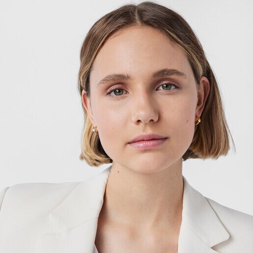 Aros con baño de oro 18 kt sobre plata y perla Oceaan Duna