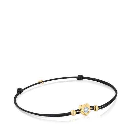 Gold Bracelet with laboratory-grown diamond and black nylon TOUS Lili