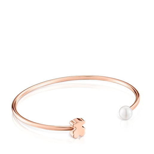 Bangle with 18kt rose-gold plating over silver and cultured freshwater pearl TOUS Sweet Dolls