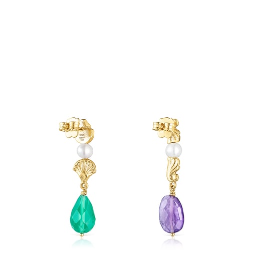 Silver Vermeil Oceaan Color Earrings with gemstones