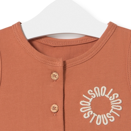 Short baby playsuit in Classic brick red