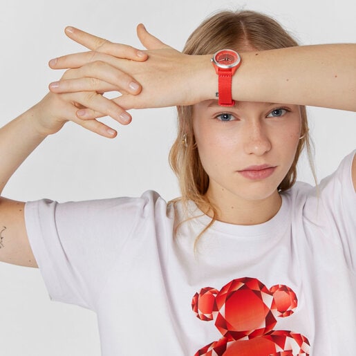 Red Analogue watch Vibrant Sun