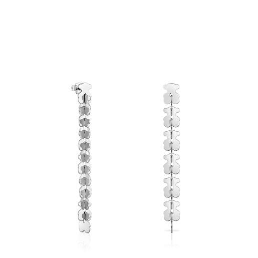 Pendientes largos de acero con motivos oso Carrusel