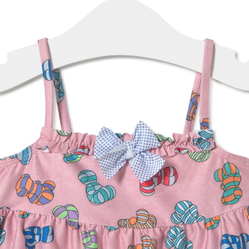 Girls sleeveless shoulder strap dress in Candy pink