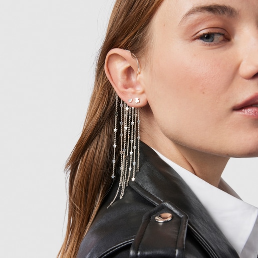 Earcuff cadenas de plata y espinelas Magic Nature