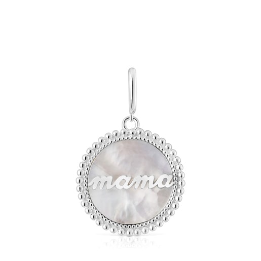 Stříbrný přívěsek TOUS Mama v podobě medailonku s perletí