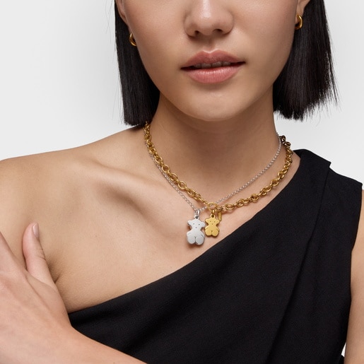 Colgante pequeño oso con baño de oro 18 kt sobre plata Sweet Dolls