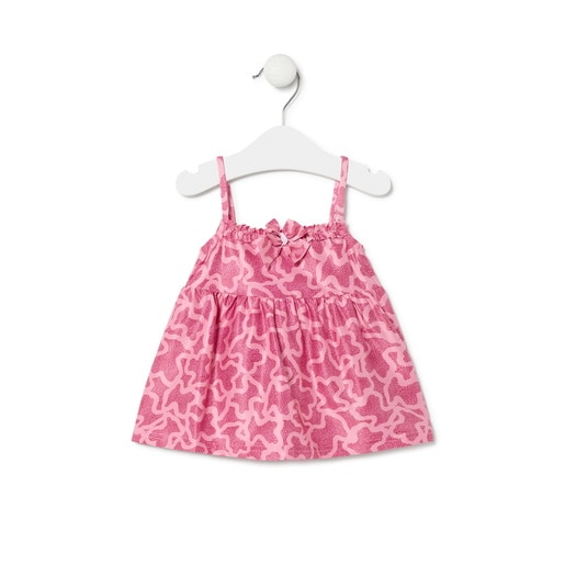 Girls sleeveless shoulder strap dress in Kaos pink