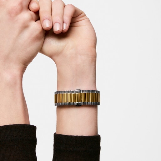 Reloj analógico con brazalete de acero y acero dorado DRIVE NEW