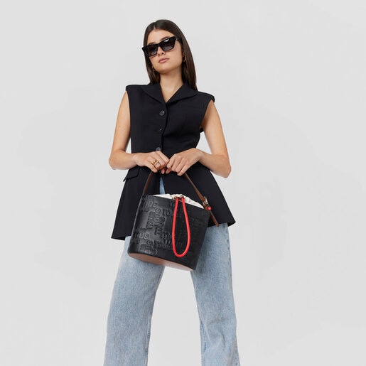 ブラック＆ブラウンのバケツバッグ TOUS Nanda