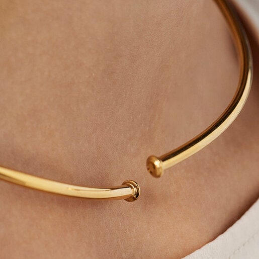 Cadena rígida Fragile Nature con baño de oro 18 kt sobre plata