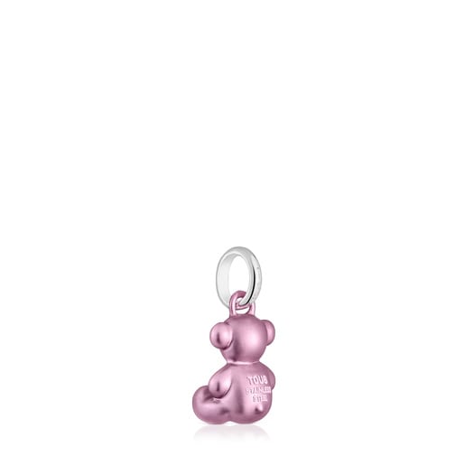 Small pale-pink-colored steel bear Pendant Bold Bear