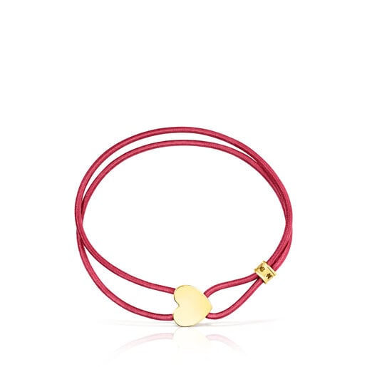 Bracelet élastique Sweet Dolls rouge avec cœur en argent vermeil