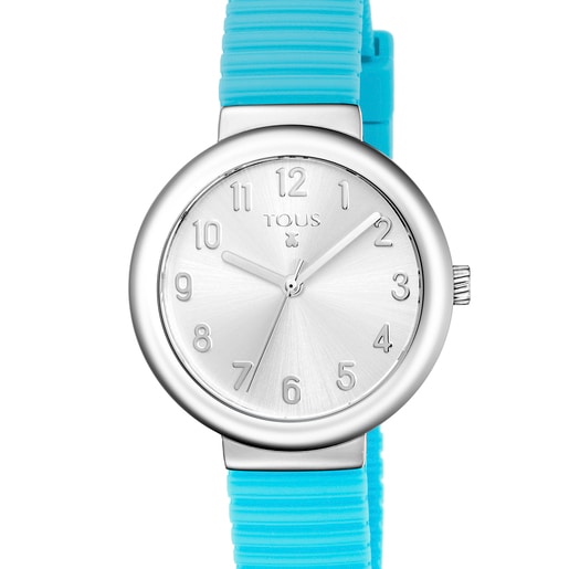 Steel Rainbow Watch with mint Silicone strap