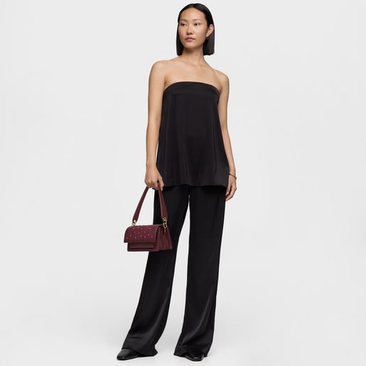 Small burgundy-colored Crossbody bag TOUS Audree Strass