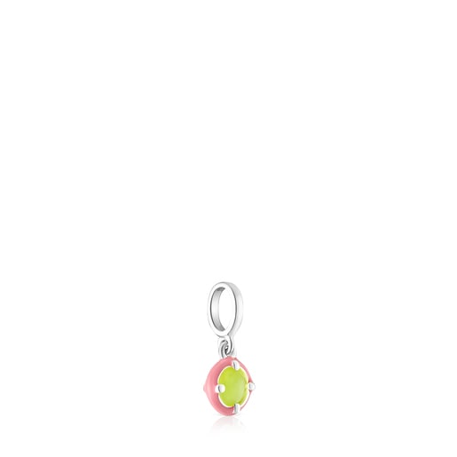 Silver TOUS Vibrant Colors Pendant with chalcedony and pink enamel