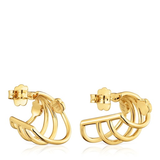 Aros aro con baño de oro 18 kt sobre plata y gemas creadas en laboratorio Icon Color LGG